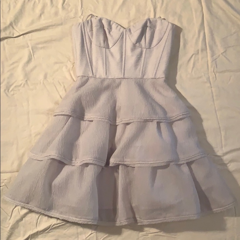 COPY - BCBG short strapless, gray dress. NWT